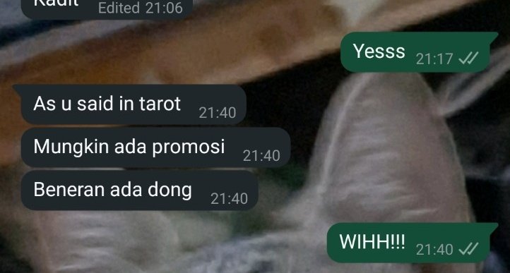 Mau cerita, minggu lalu banyak klien reading n malemnya pusiing bgt... Nah kmrn juga bnyk klien sampe jam 2 pagi, tapi kok ga pusing. Ternyata setelah diinget2, kmrn rata2 kartu kliennya bagus2. Sungguh positive energy vibe itu nyata..my happy moment is when klien berprogress❤