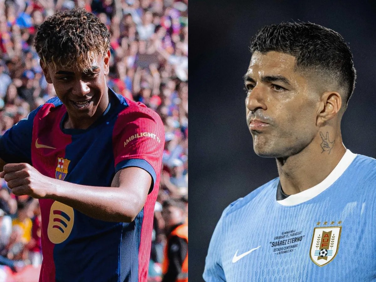 BarcaUniversal's tweet photo. Luis Suarez to Lamine Yamal: "Congratulations, champion. Yoy are impressive. Keep it up... so you can WIN, WIN and WIN!" https://t.co/bNGIDgtiz4
