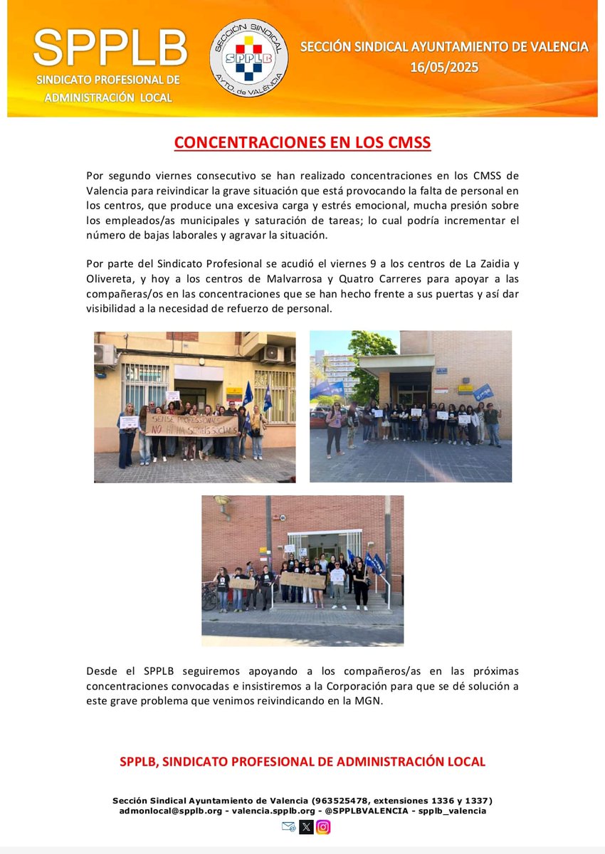 Apoyando a l@s compañer@s de los CMSS por la grave falta de personal 💪💪