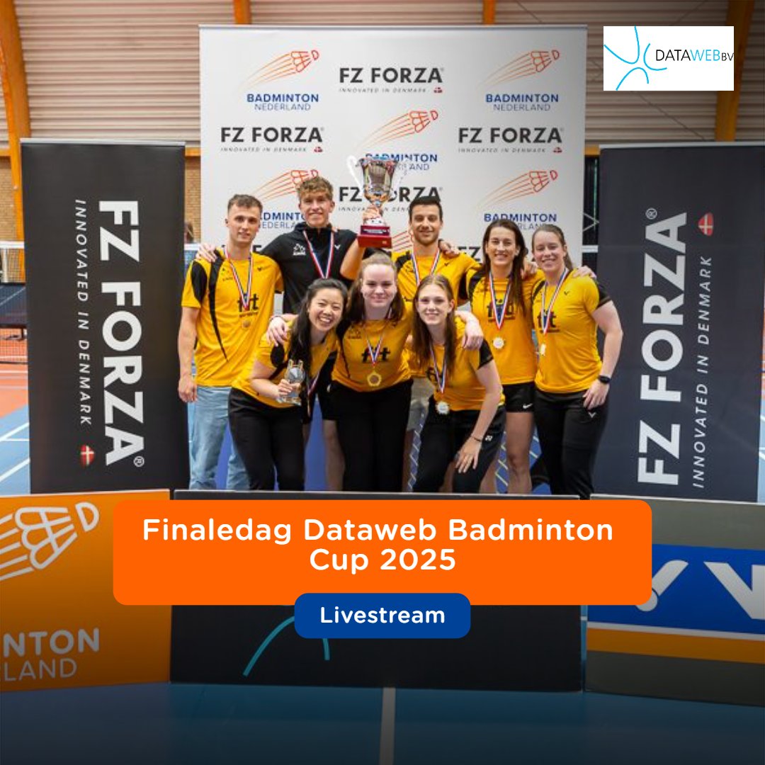 Vandaag is de finaledag van de Badminton Dataweb Cup 2025! 🏆

Wie worden de opvolgers van F.I.T. Almere en BC Drop Shot? Je kunt alle actie volgen via de livestream op ons Youtube-kanaal: youtube.com/@BN1931/streams

#badminton #datawebcup

(📸 René Lagerwaard)