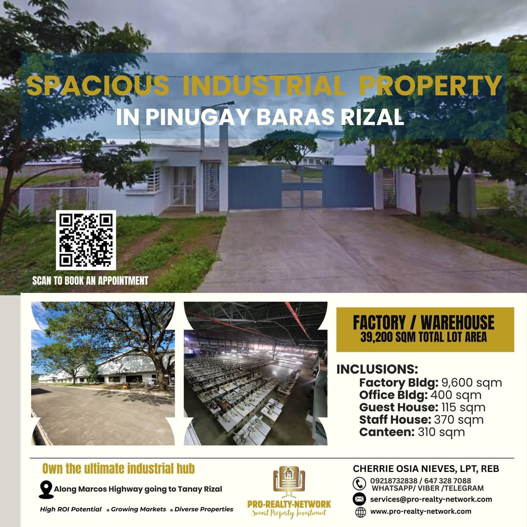 🚜 Strategic Industrial Lot for Sale

Why this location stands out:
✅ Located along a wide barangay road
✅ Ideal for warehouses, logistics hubs, manufacturing facilities
✅ Just a short drive from Marcos Highway and Antipolo
✅ Rapidly developing infrastructure in Rizal