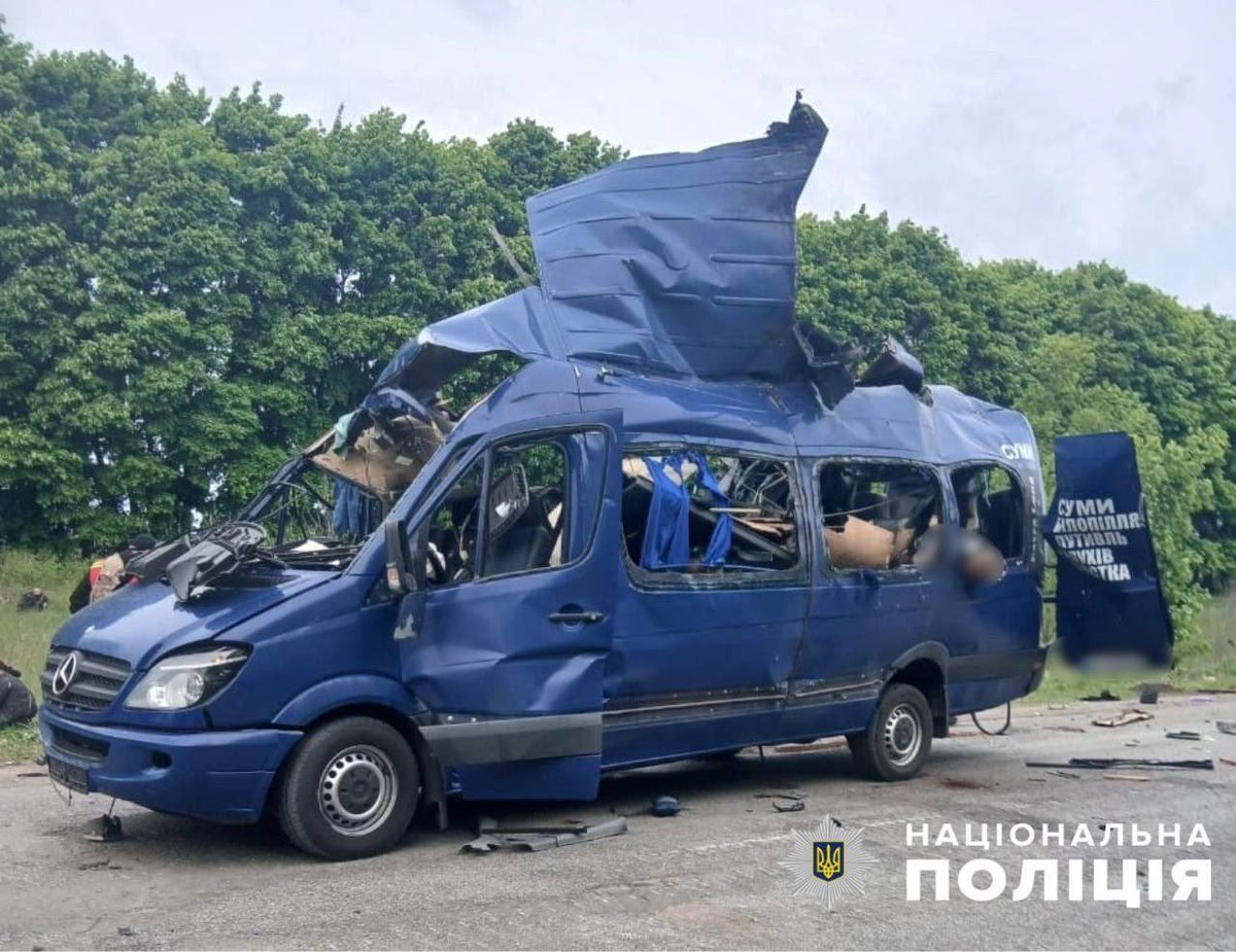 GoncharenkoUa's tweet image. Russian bastards hit a bus with civilians with a drone. Nine people were killed. Killing civilians is entertainment for Russians. They're just fucking murderers.
