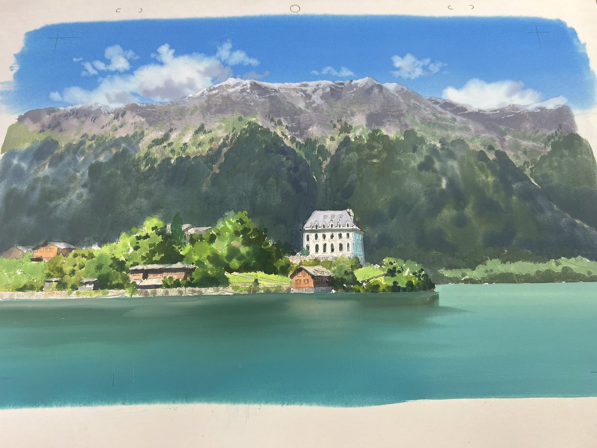 akazonae687's tweet image. 二日目は少しハードルを上げてたくさんの要素が入るLOで地塗りをやってもらいました。初対面の方の前で地塗りすること、自分も初めてで仕事より気合いをいれて季節の差分の地塗りと部分的にディテールアップを1.5時間で見せました。名村大成堂さんと松月堂さんの筆も勝手に紹介させていただきました。