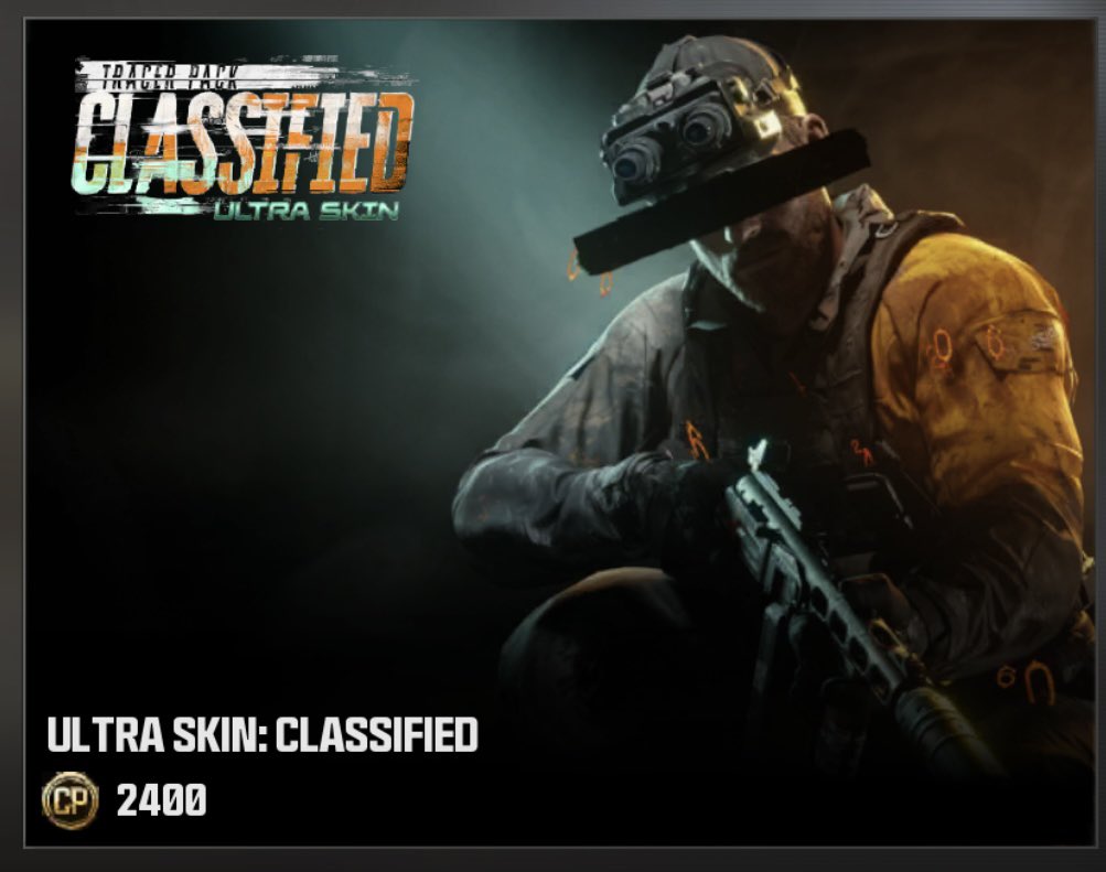 Here’s the new Classified Ultra Rare skin without the black line covering his eyes, it doesn’t load properly in Warzone Mobile #Warzone