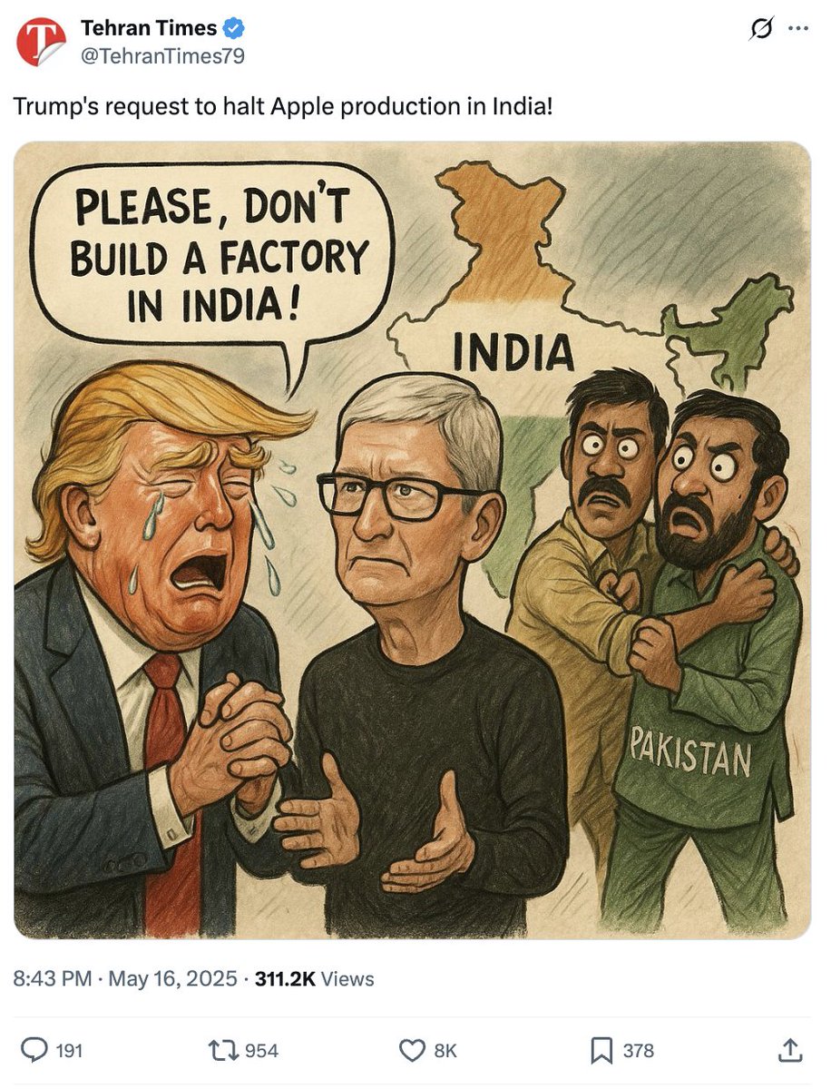YearOfTheKraken's tweet image. Iran's leading international newspaper mocks Donald Trump for his Apple rant, takes a jibe at Pakistanis too.
Also: The map shows the entire Jammu & Kashmir as part of India.
🙂🙂