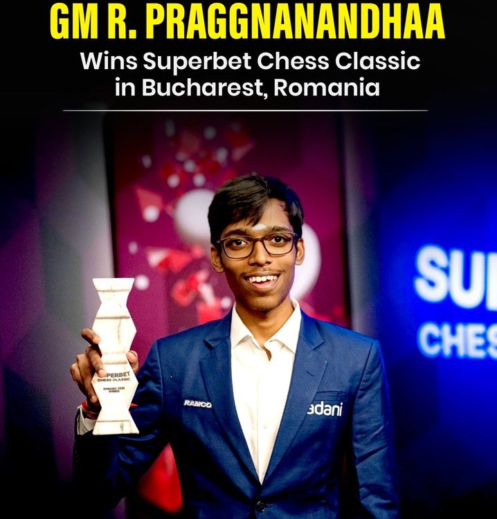 DDBanglaNews's tweet photo. #Romania'র বুখারেস্টে সুপারবেট দাবা ক্লাসিক জিতেছেন ভারতীয় গ্র্যান্ডমাস্টার আর প্রজ্ঞানান্ধা
আরেক ভারতীয় তথা দাবার বিশ্ব চ্যাম্পিয়ন ডি গুকেশ এই টুর্নামেন্টে নবম স্থান অর্জন করেছেন
#SuperbetChessClassic #ChessChampion #SuperbetChessClassic #IndianGrandmaster #RPraggnanandhaa https://t.co/bekX0Agw4i