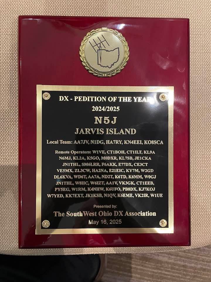 DXpedition of the Year awarded to N5J, Jarvis island.