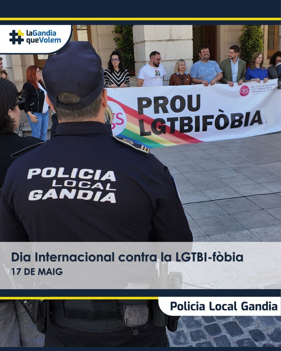 🏳️‍🌈 17 de maig – Dia Internacional contra la LGTBIfòbia 🏳️‍🌈

Des de la Policia Local de Gandia, manifestem el nostre compromís ferm amb la igualtat, el respecte i la convivència.

👮‍♀️👮‍♂️ Cap persona hauria de sentir-se discriminada per la seua orientació sexual o identitat de gènere.