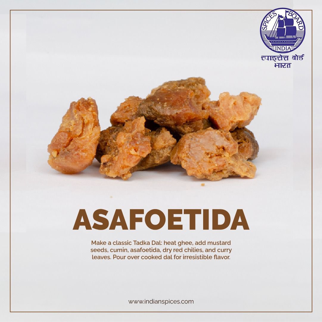 Spices_Board's tweet image. Let asafoetida shine in Tadka Dal or Spiced Veg Curry! Temper it with cumin seeds in hot ghee or oil for an aromatic base that brings warmth, depth, and tradition to every bite.

#SpiceShowcaseSaturday #TadkaDal #HingRecipe #IndianFoodLove #FlavorInfusion