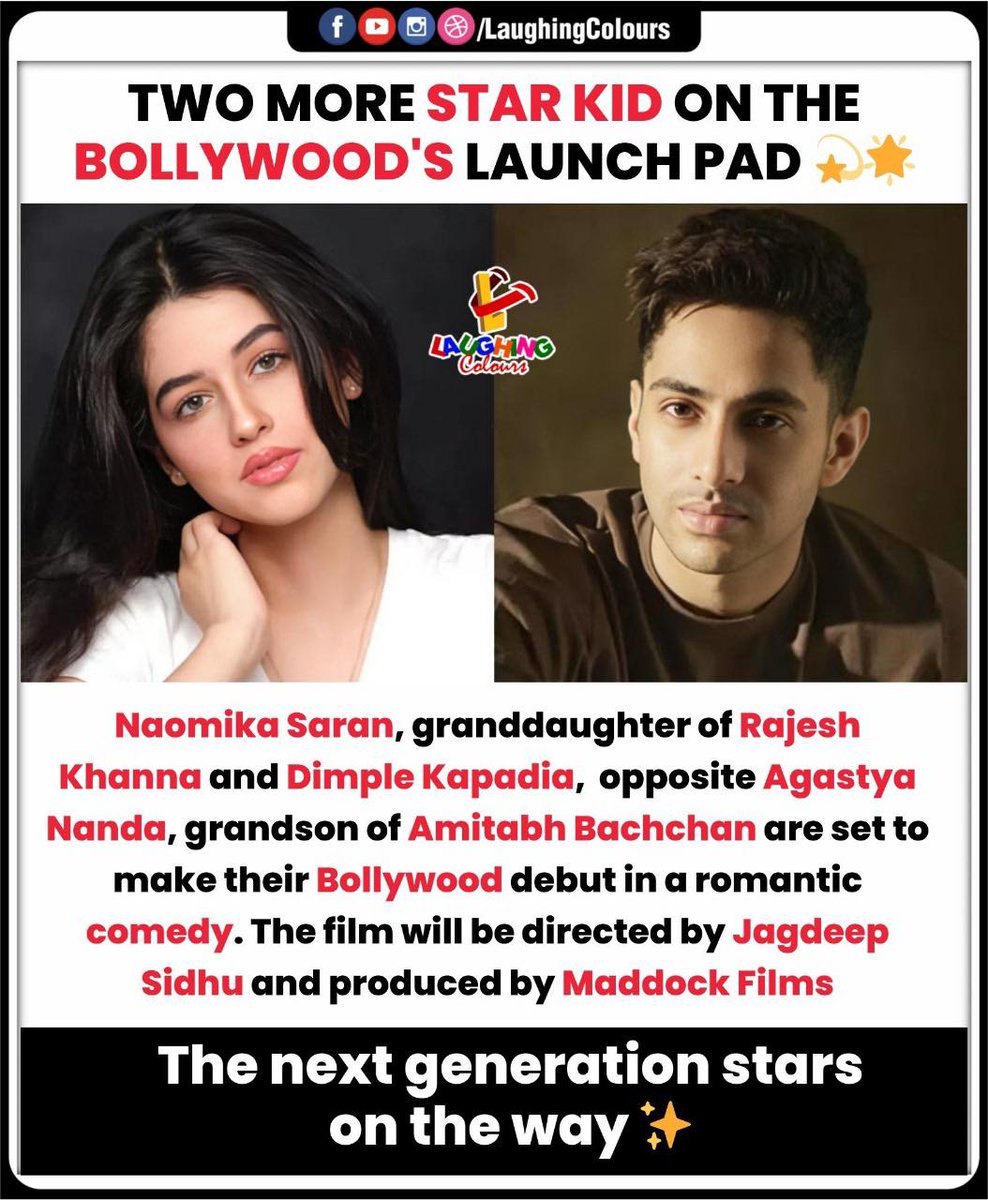 LaughingColours's tweet image. Bollywood’s next gen lands

#StarKidsDebut #AgastyaNanda #NaomikaSaran #BollywoodLaunch #MaddockFilms #LaughingColours