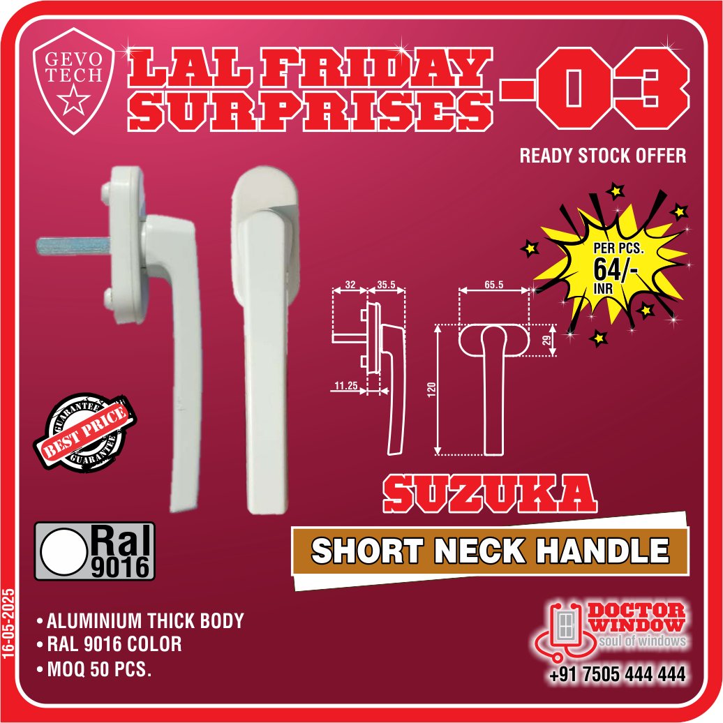 DOCTORWINDOW_IN's tweet image. GEVO TECH SUZUKA SHORT NECK HANDLE
GEVO TECH KOMATSU CASEMENT HANDLE
GEVO TECH VENUS WINDOW ROLLER 
GEVO TECH SUN DOOR ADJUSTABLE ROLLER PRO

#handle #premiumhandle #windowroller #adjustableroller #doctorwindow #soulofwindows #fridayoffer #newoffer #door #hardware #window