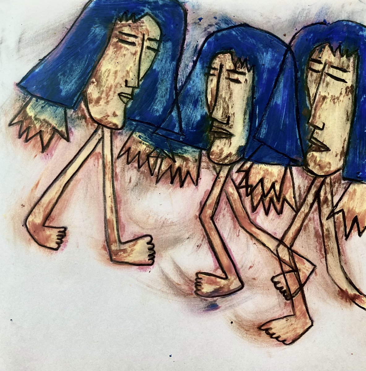 #アート #イラスト #art  #arte #クレヨン画
 #drawing #illustration #oc #アナログ絵

"Overlapping creatures"