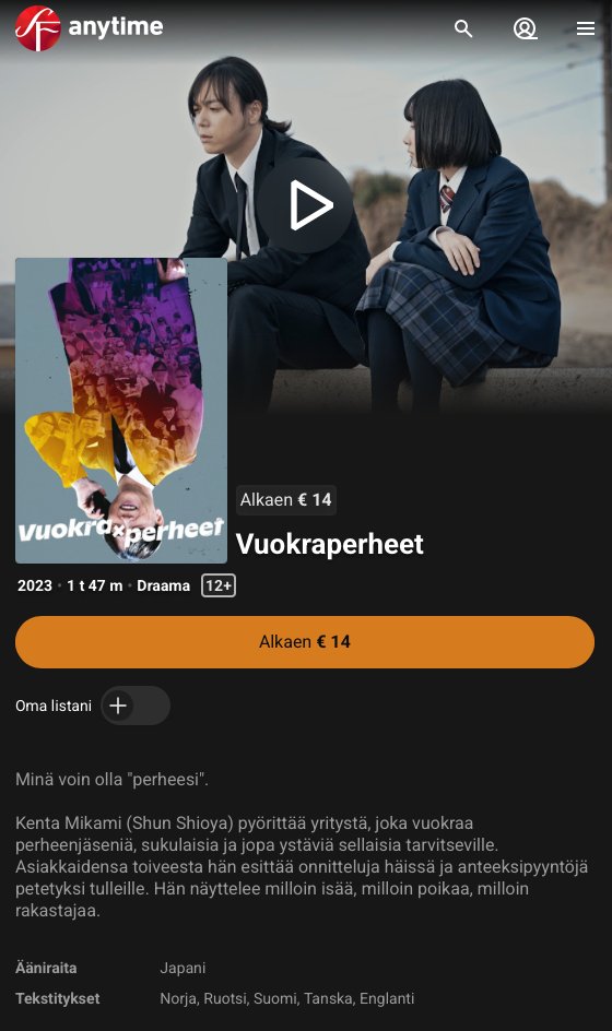 VUOKRAPERHEET on nyt saatavilla suoratoistopalveluissa. Linkit alla.