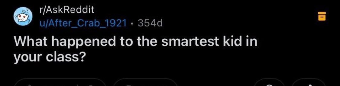 Peacepretty001's tweet image. People were ‘asked’ what happened to the smartest kid in your class?
Sad to see some of these responses 🥺💔