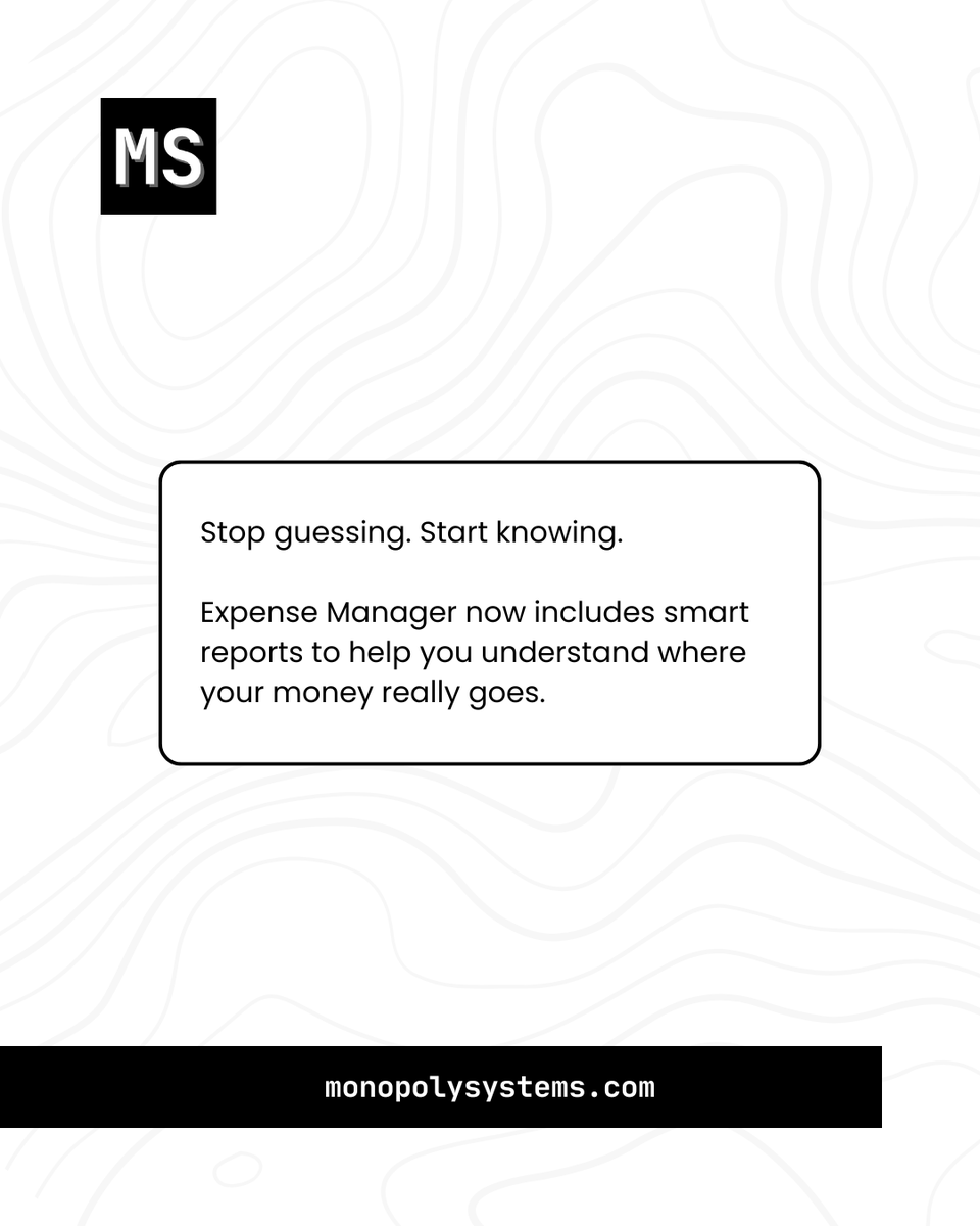 MonopolySystems's tweet photo. Stop guessing. Start knowing. Expense Manager now includes smart reports to help you understand where your money really goes.
https://t.co/1qVxUIrmLR

#SmartSpending #PersonalFinance #MonopolySystems #ExpenseManager https://t.co/97yH8QOiBr