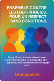 OrangeStoreOff's tweet photo. Chez Orange Store, chacun a le droit d’être soi-même.
📅 En ce 17 mai, nous réaffirmons notre engagement contre toutes les formes de LGBTphobies.
Nos équipes le disent :
👉 Le respect et l’inclusion sont au cœur de notre culture
#LGBTplus #OrangeStore #Inclusion #TousEngagés https://t.co/UKlAcImSLr