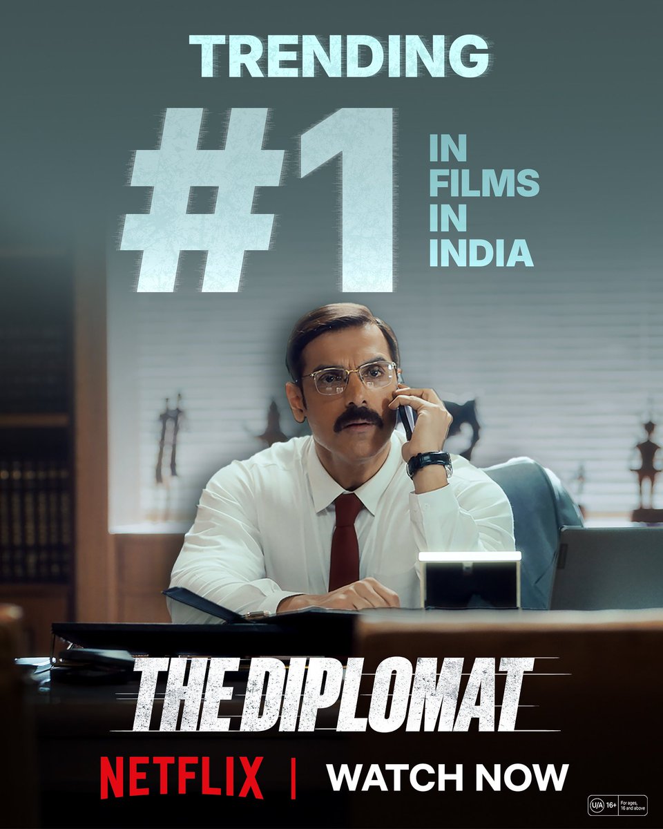 T-Series (@tseries) on Twitter photo The people have spoken. The Diplomat is trending at #1 in films on Netflix India.Watch The Diplomat, out now on Netflix!
<a href="/TheJohnAbraham/">John Abraham</a> <a href="/sadiakhateeb/">Sadia Khateeb</a> #BhushanKumar #KrishanKumar @vipuldshahopti <a href="/ashwinvarde/">Ashwin Varde</a> <a href="/bahlrajesh/">Rajesh Bahl</a> <a href="/SameerDixxit/">Sameer Dixit</a> <a href="/jatishvarma1/">Jatish Varma</a> #ShivamNair The people have spoken. The Diplomat is trending at #1 in films on Netflix India.Watch The Diplomat, out now on Netflix!
<a href="/TheJohnAbraham/">John Abraham</a> <a href="/sadiakhateeb/">Sadia Khateeb</a> #BhushanKumar #KrishanKumar @vipuldshahopti <a href="/ashwinvarde/">Ashwin Varde</a> <a href="/bahlrajesh/">Rajesh Bahl</a> <a href="/SameerDixxit/">Sameer Dixit</a> <a href="/jatishvarma1/">Jatish Varma</a> #ShivamNair