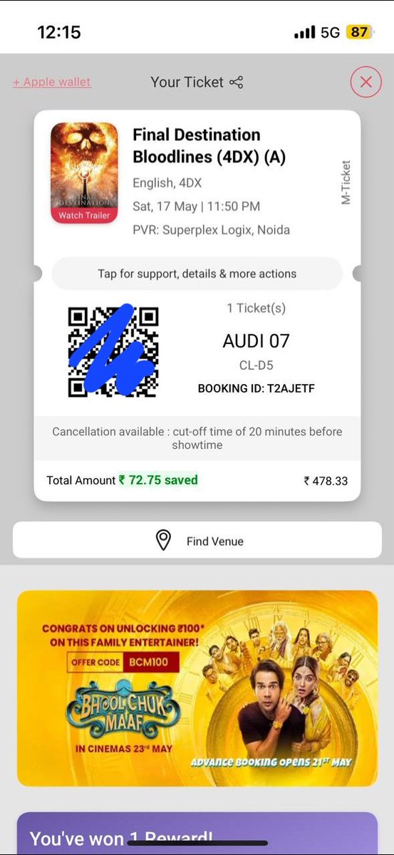 Mehulsonyteller's tweet photo. @bookmyshow what are these policies? Firstly i am not able to cancel the booking using the app and when i do try and reach out to the customer care they say i am eligible for only 50% refund.There is almost 12 hours to the show, tickets can be resold right? This isnt convenient https://t.co/HdAtjbfKvZ