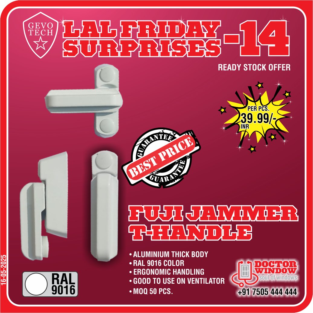 DOCTORWINDOW_IN's tweet image. GEVO TECH FUJI JAMMER T HANDLE
GEVO TECH ALUMINIUM RAILTRACK SOLID FOR UNIVERSAL SECTION- (CHANNEL 3mm)

#thandle #aluminium #aluminiumrailtrack #railtrack #handle #premiumhandles #doctorwindow #soulofwindows #fridayoffer #newoffer #door #hardware #window #hardwarematerials