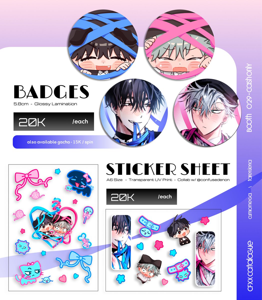 Taren’s #CFXX Giveaway 🎁 &amp; OTS Catalogue 🥳

🎁 Giveaway PRIZE (3 winners)
💝 Any merch of your choice worth 100K

📍Booth Cash Only (O-29)
👽 Alien Stage - ALNST 🎀

#CFXXcatalogue #comifuro20catalog

⬇️ More info below