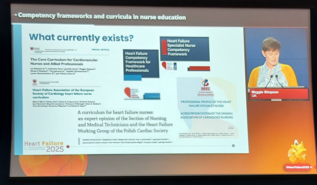 Dr Rosalynn Austin RN (@rosalynnaustin) on Twitter photo Next up <a href="/m4ggiesimpson/">Maggie Simpson</a> gives an overview of the competency frameworks and curricula in #nurse education.
😬Low awareness and implementation of HFA curriculum
⬇️ Lack of formal recognition
⚖️Uneven education
How can this be improved?
#HeartFailure2025 #SoMe Next up <a href="/m4ggiesimpson/">Maggie Simpson</a> gives an overview of the competency frameworks and curricula in #nurse education.
😬Low awareness and implementation of HFA curriculum
⬇️ Lack of formal recognition
⚖️Uneven education
How can this be improved?
#HeartFailure2025 #SoMe