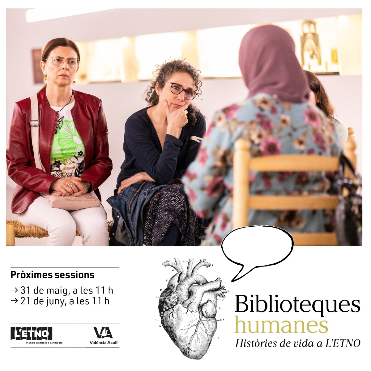 L'ETNO. Museu Valencià d'Etnologia (@letnomuseu) on Twitter photo Tornen les #bibliotequeshumanes i ara busquem persones lectores interessades en escoltar i viure aquesta experiència. 📚📚
Històries de vida en #LETNO en col·laboració amb @ValenciaAcull
Inscripció prèvia👉 biblioteca.etnologia@dival.es
letno.dival.es/va/actividad/c… Tornen les #bibliotequeshumanes i ara busquem persones lectores interessades en escoltar i viure aquesta experiència. 📚📚
Històries de vida en #LETNO en col·laboració amb @ValenciaAcull
Inscripció prèvia👉 biblioteca.etnologia@dival.es
letno.dival.es/va/actividad/c…