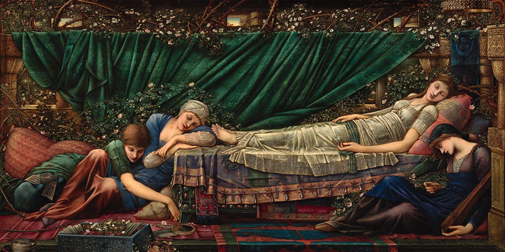 PreRaphPodcast's tweet photo. LIVE NOW! Welcome back to Amy Lim who introduces Buscot Park and its fascinating links to Burne-Jones and the Pre-Raphaelites. Currently the home of Lord Faringdon, Buscot Park also houses an impressive number of artworks including Burne-Jones' incredible 'Briar Rose' series. https://t.co/fTv7YftyMC