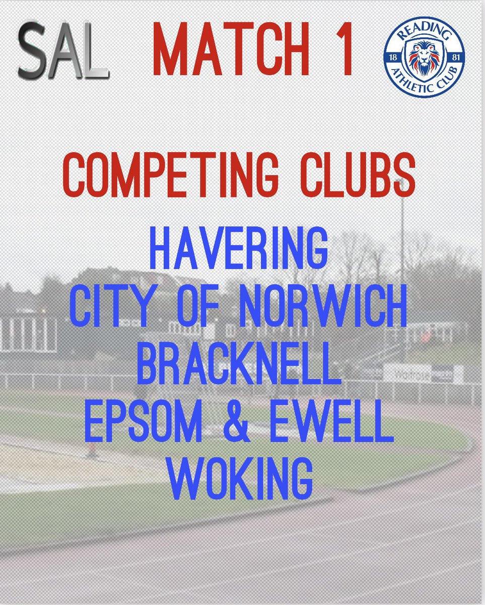 Good luck to our senior who open their account today on the Southern Athletics League round at the Hornchurch track!