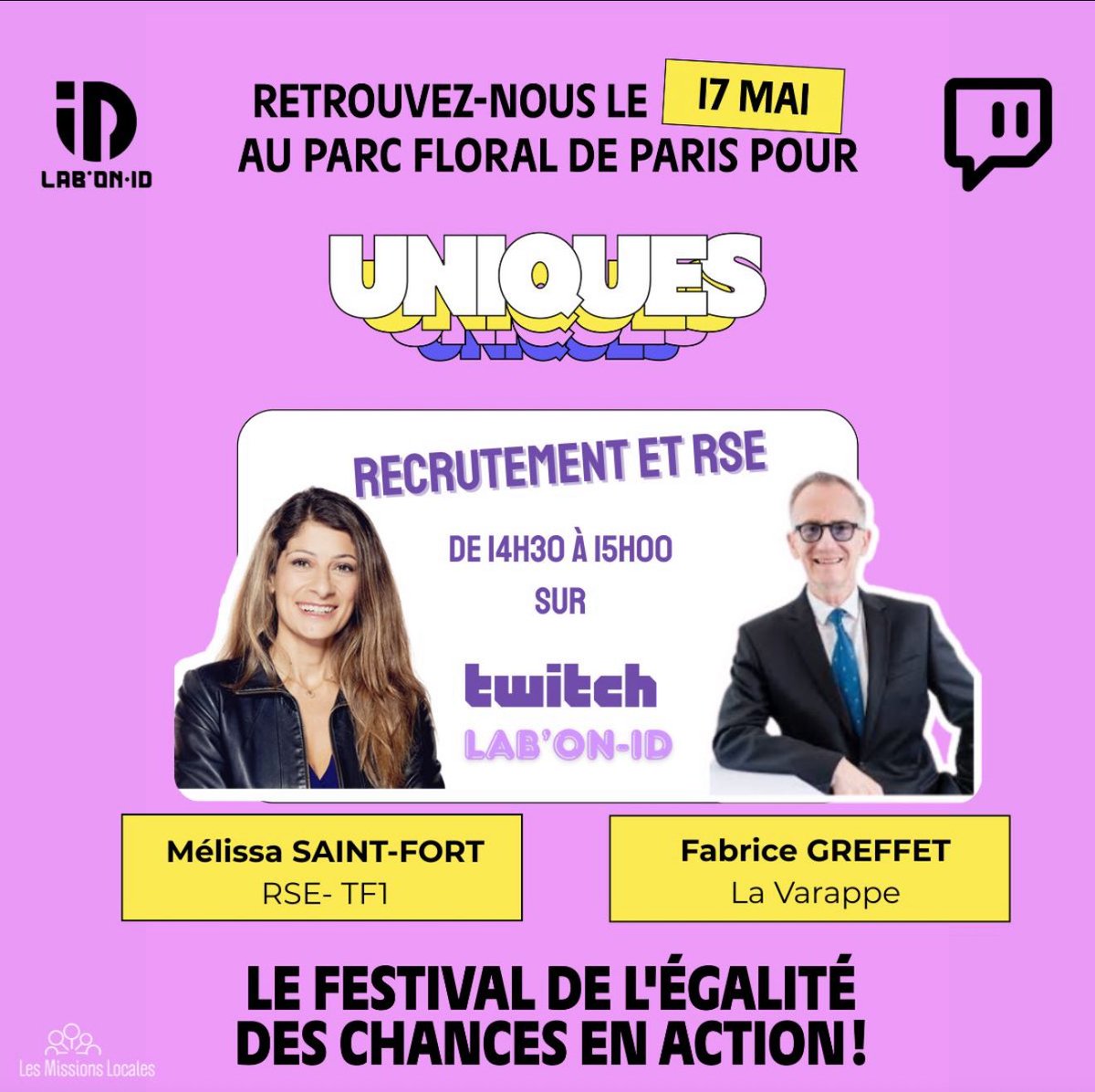 Fabrice GREFFET (@fabricegreffet) on Twitter photo 📢…Retrouver moi pour aujourd’hui au #ParcFloral #Festival #UNIQUES
le festival de l’égalité des chances en action avec #MélissaSaintFort en interview par la boss 💪 #DorithNaon By #LABOND 🙏
<a href="/ardmlpaca/">ARDML SUD Provence Alpes Côte d'Azur</a> <a href="/communauteLESE/">Les entreprises s’engagent</a> <a href="/diversidays/">Diversidays</a> <a href="/lavarappe/">Groupe_LaVarappe</a> <a href="/TF1/">TF1</a> #twicht 📢…Retrouver moi pour aujourd’hui au #ParcFloral #Festival #UNIQUES
le festival de l’égalité des chances en action avec #MélissaSaintFort en interview par la boss 💪 #DorithNaon By #LABOND 🙏
<a href="/ardmlpaca/">ARDML SUD Provence Alpes Côte d'Azur</a> <a href="/communauteLESE/">Les entreprises s’engagent</a> <a href="/diversidays/">Diversidays</a> <a href="/lavarappe/">Groupe_LaVarappe</a> <a href="/TF1/">TF1</a> #twicht