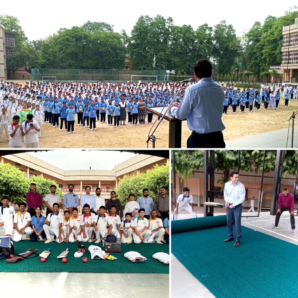 This morning, Montfort Inter College Alumni Association, Lucknow through its Sports project contributed good quality cricket equipment- SG Cricket kit, English Willow bat, full pitch length cricket mat to the school in an effort to improve access to world class sporting