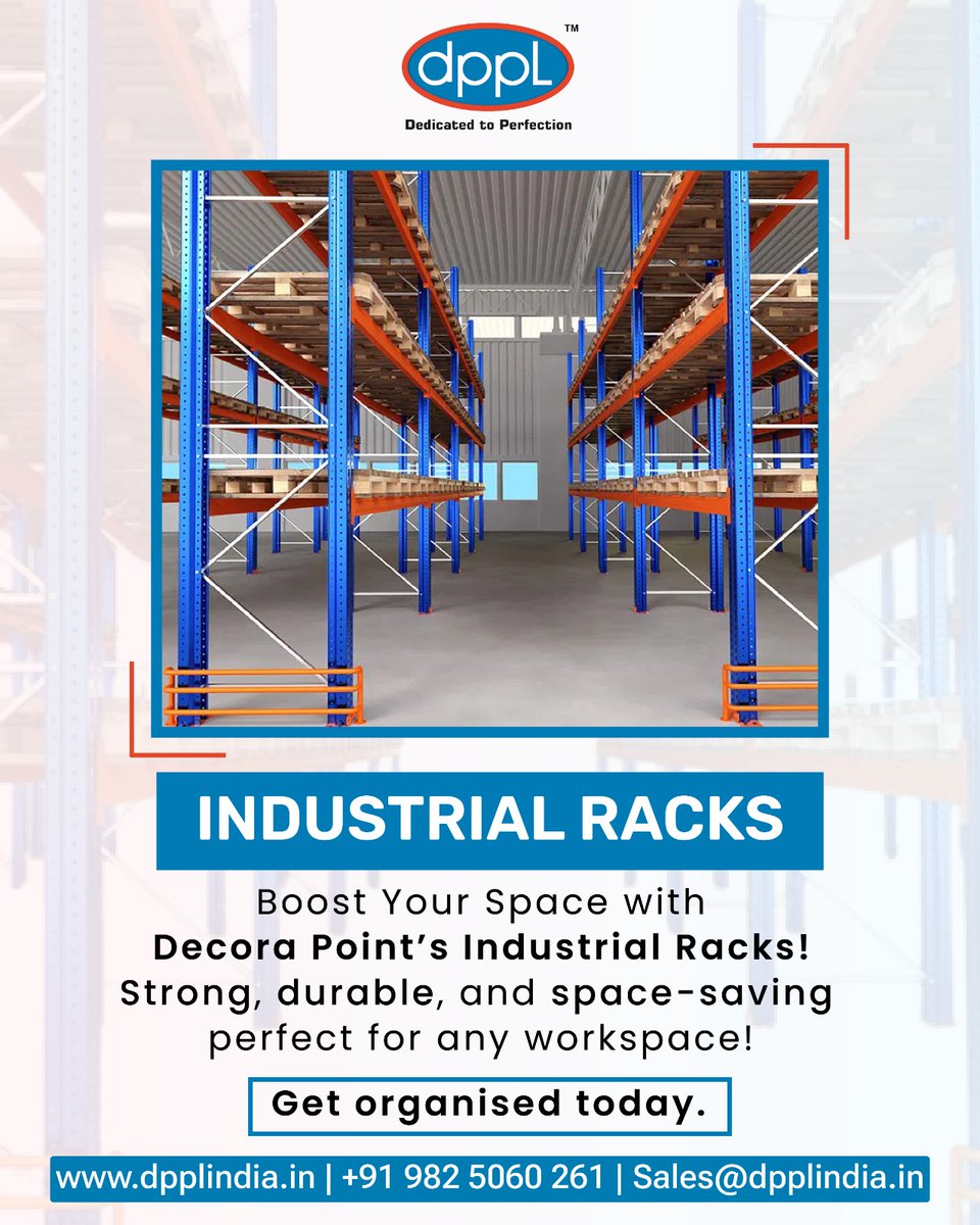 DecoraPointPvt's tweet image. 🚧 Maximise Space, Minimise Chaos! 💼
Upgrade with Decora Point’s Industrial Racks – strong, durable &amp;amp; space-saving! 💪🛠️
Perfect for warehouses &amp;amp; factories.
📞 +91 982 5060 261 🌐 dpplindia.co.in
#DecoraPoint #StorageSolutions #DPPL