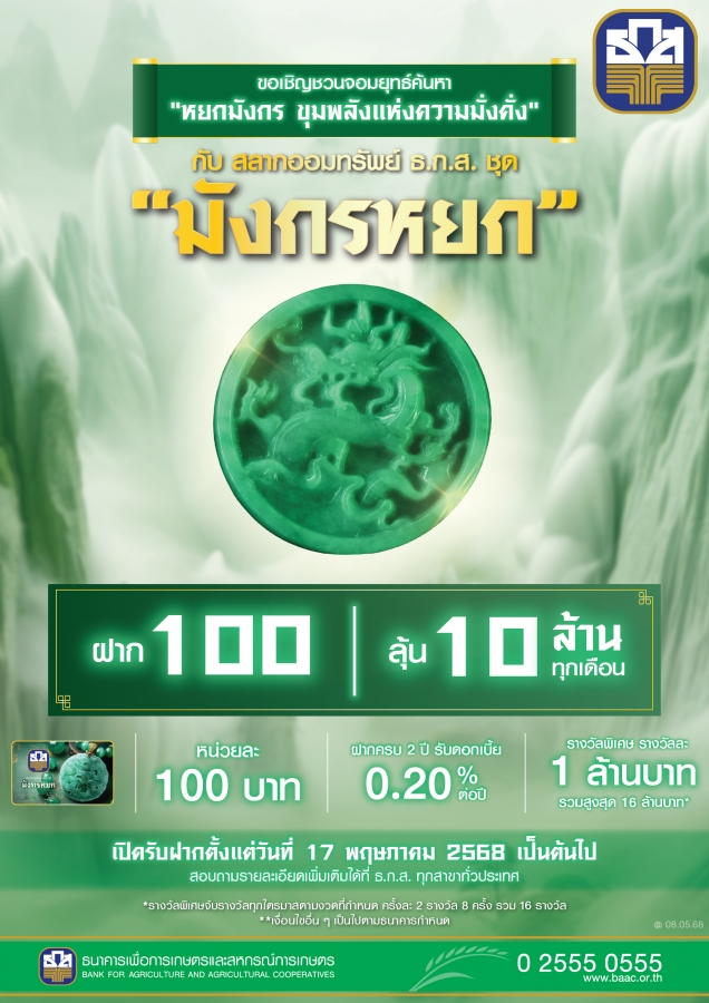 สวัสดีครับ กำลังอยากซ์้อสลาก ของ ธกส. ชุดมังกรหยก กับ หยกจักรพรรดิ ถ้าเน้นลุ้น ไม่ซีเรียสดอกเบี้ย อันไหนน่าสนใจกว่ากันครับ หรือไป ออมสินสลากพิเศษ 2 ปี ดีกว่าครับ