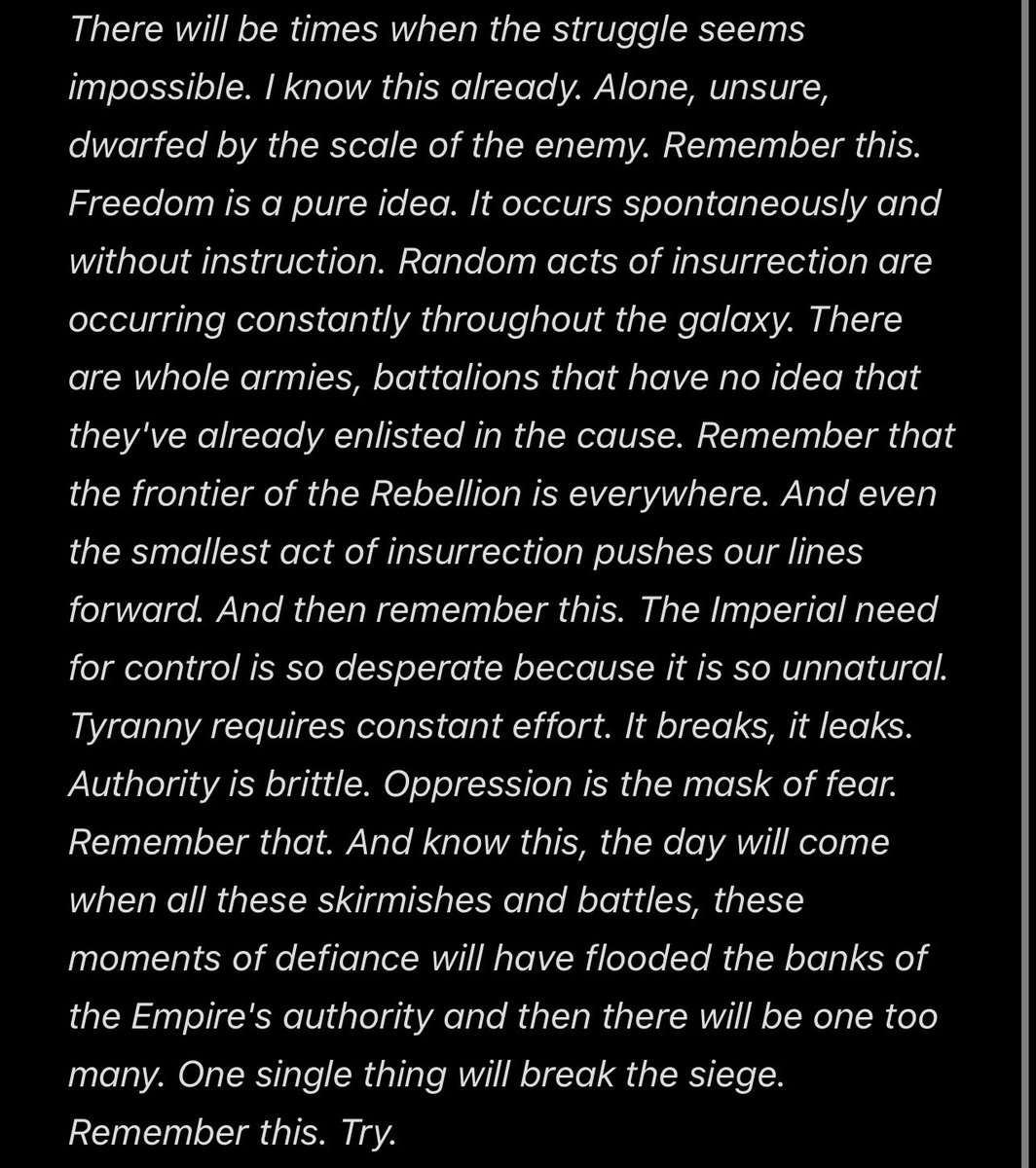 vesrynsirex's tweet photo. Nemik’s Manifesto
#Andor #StarWars https://t.co/xSOgnzCbrB
