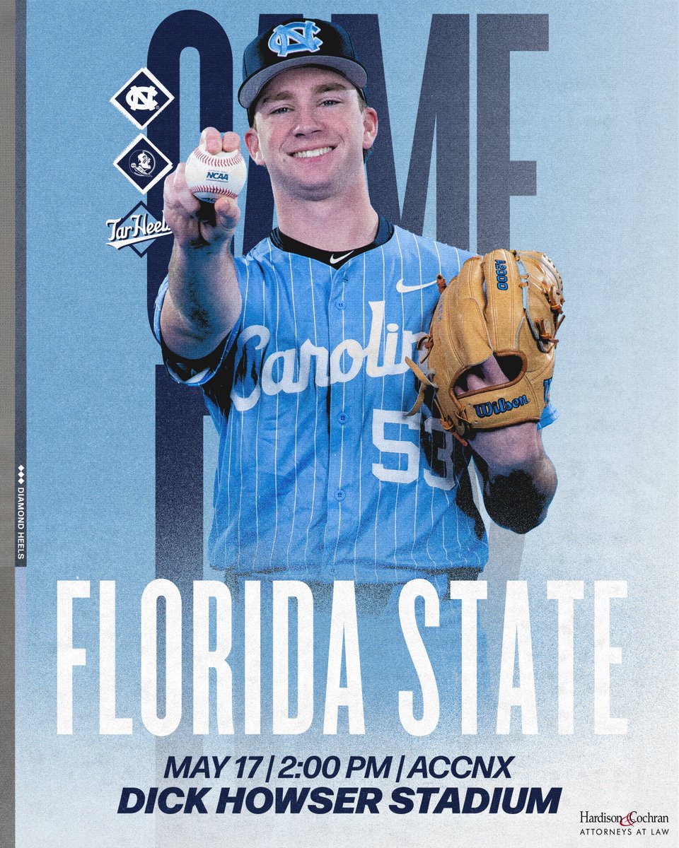 Carolina Baseball (@diamondheels) on Twitter photo Job's. Not. Finished.
๐ #2 Florida State
๐ 2 PM
๐บ ACCNX
โน linktr.ee/diamondheels
#GoHeels x <a href="/LawyerNC/">Hardison & Cochran Attorneys at Law</a> Job's. Not. Finished.
๐ #2 Florida State
๐ 2 PM
๐บ ACCNX
โน linktr.ee/diamondheels
#GoHeels x <a href="/LawyerNC/">Hardison & Cochran Attorneys at Law</a>