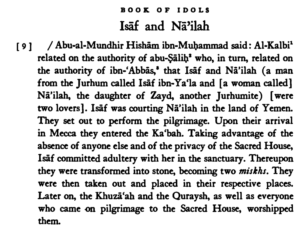 Two lovers! 
From Hisham Ibn-Al-Kalbi's Kitab Al-Asnam [The Book of Idols]