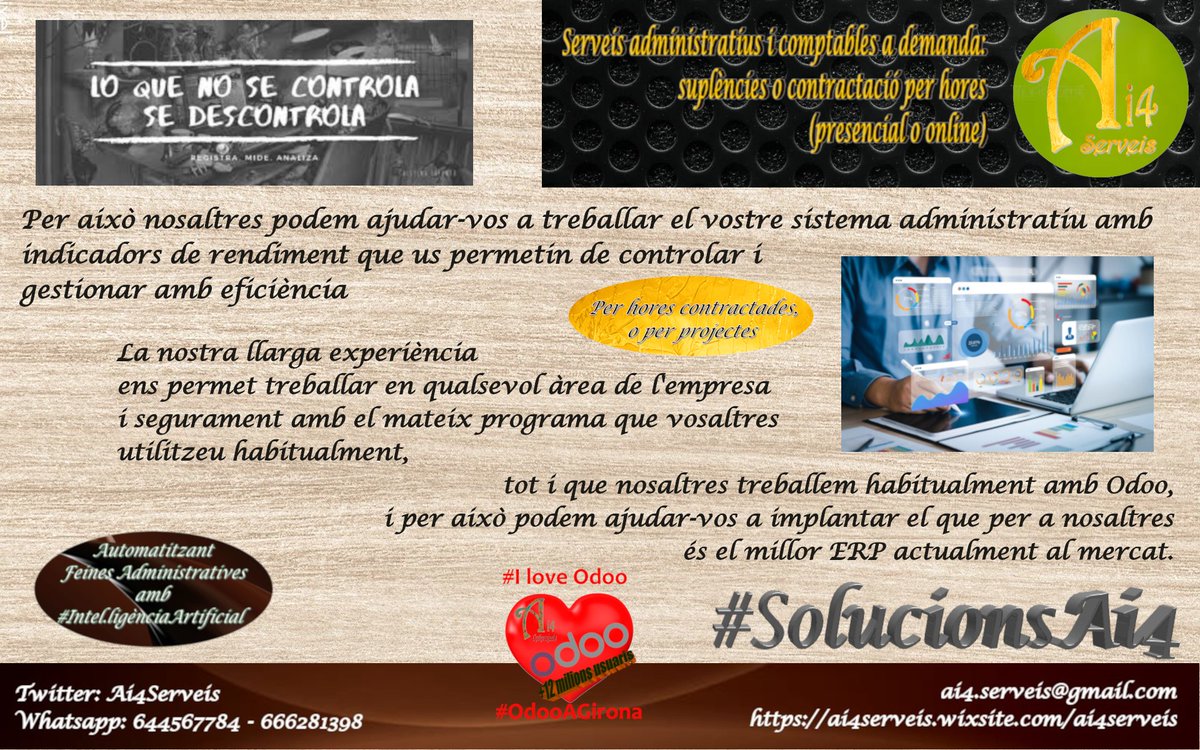 Ai4Serveis's tweet photo. El control i la generació d'activitats ha de ser la funció principal d'una gestió administrativa eficient i proactiva.
Els nostres professionals porten molts anys ajudant empreses de totes mides i sectors
Quedem? #SolucionsAi4 #CompromisAi4
#ServeisAdministratiusADemanda https://t.co/FBP1T059KA