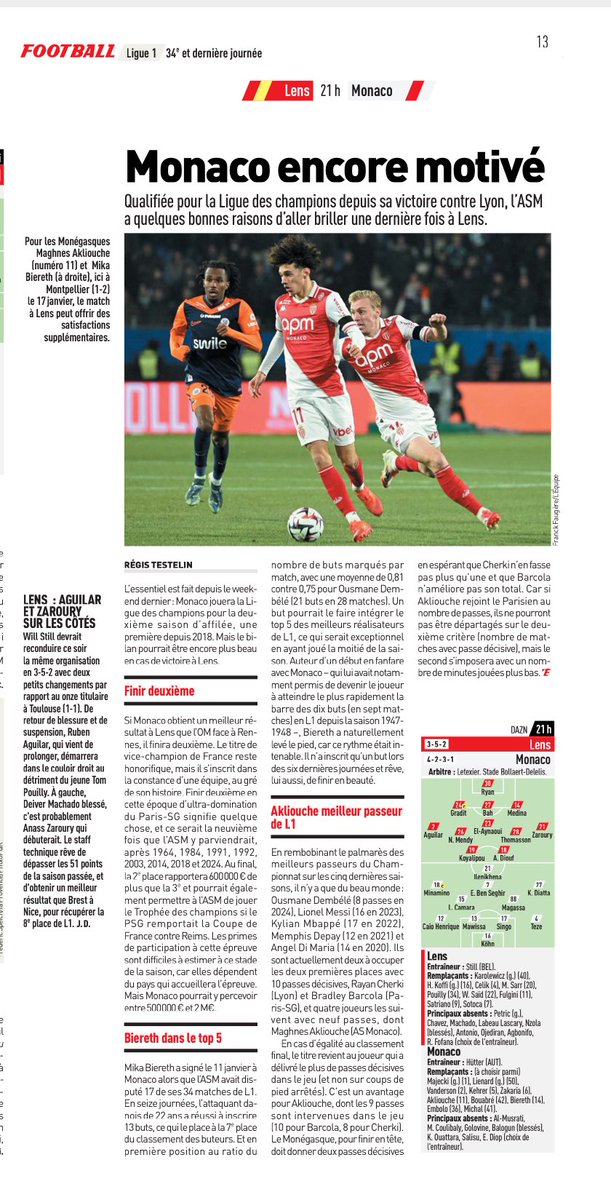 LudoLamoureux's tweet photo. #RCLMON #ligue1McDo #J34 #lequipe #LDC #UCL #lader #asm #monaco #daghemunegu https://t.co/HFFQOJErEV