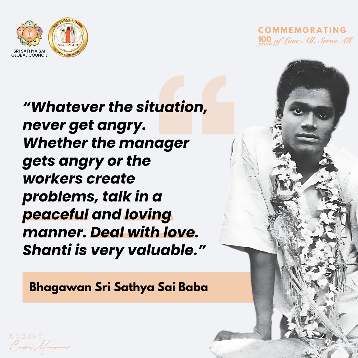 SSSGC_YALST's tweet photo. “Whatever the situation, never get angry. Whether the manager gets angry or the workers create problems, talk in a peaceful and loving manner. Deal with love. Shanti is very valuable.”

- Bhagawan Sri Sathya Sai Baba

#SSSGCYALST #100YearsofSriSathyaSai #JourneyHome https://t.co/y7FhEefhb4