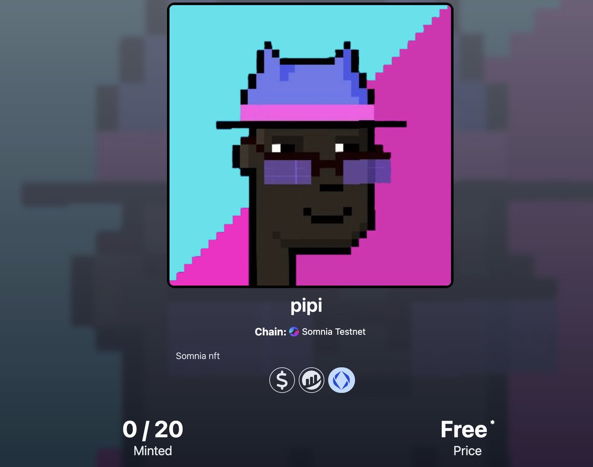 Minting NFT on somnia 
n2m-pipi-1jf51y.testnet.nfts2.me
#SomniaArt #SomniaNFT  <a href="/SomniaEco/">ecosystem.somi</a>