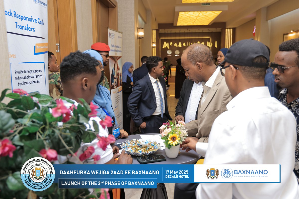 "The energy is building up at Decale Hotel, Mogadishu as guests arrive and register for the official launch of the 2nd Phase of Baxnaano.

Today, we come together to advance Somalia’s social protection journey for vulnerable communities.
#Baxnaano2025 #SocialProtectionSomalia