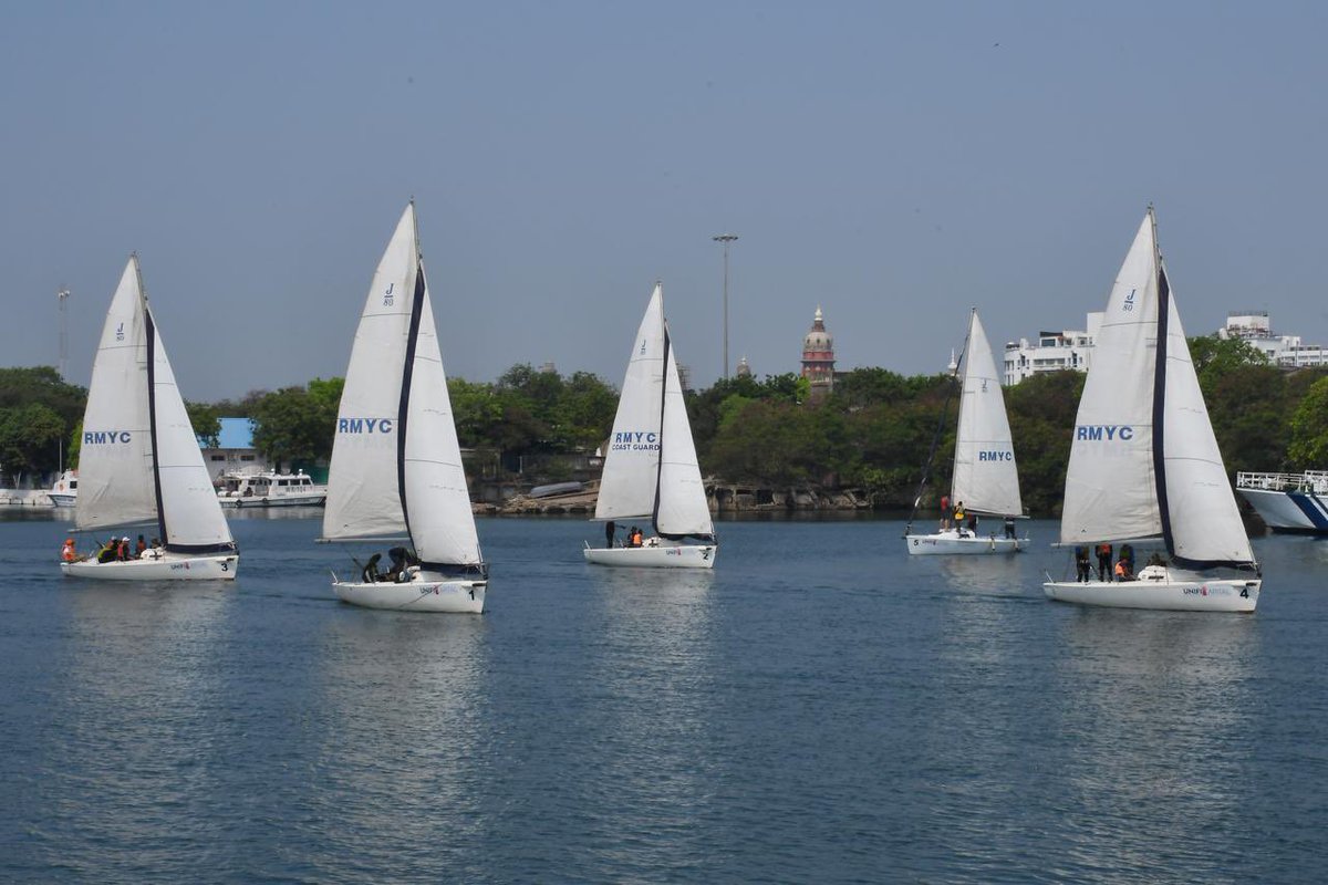 IndiaCoastGuard's tweet photo. @IndiaCoastGuard Sailing Regatta teams made their mark in the UNIFI National Capital Offshore Regatta (J80 Class), held in Chennai from 09–16 May. Team #ICG clinched  01 Silver & 02 Bronze medals in the event organized by #RMYC; showcasing professionalism, resilience & team spirit. 
#FitICG
#SailingRegatta
#Championship