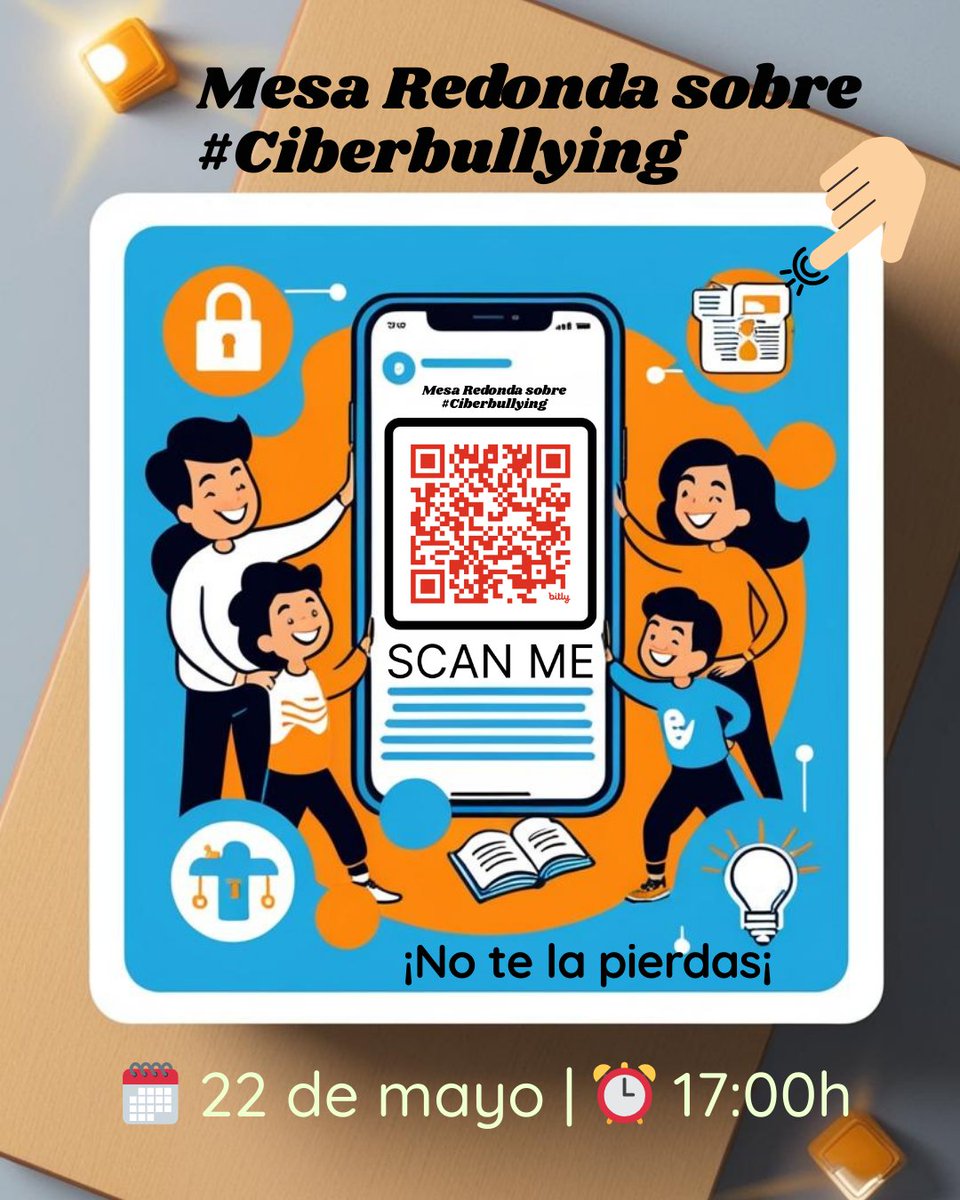 📢 ¡No te pierdas la Mesa Redonda sobre #Ciberbullying! 🖥️👨‍👩‍👧‍👦

🗓️ 22 de mayo | ⏰ 17:00h

👩‍🏫👮‍♂️ Expertos en psicología, educación y seguridad te esperan.

🔗 Conéctate online 👉bit.ly/4djCokd 
¡Protejamos a nuestras #familias! 💻✨
#educacyl #seguridad #jcyl