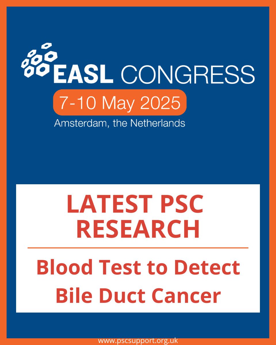 PSC Support (@pscsupportuk) on Twitter photo 🧪 Promising research breakthrough! A simple blood test could help detect bile duct cancer (#CCA) earlier in people with #PSC. This non-invasive test showed 100% accuracy in distinguishing CCA from PSC in a recent study.
🔗buff.ly/xHFgxTW
<a href="/PMRodrigues19/">Pedro Rodrigues</a> <a href="/JesusMBanales/">Jesus Bañales</a> 🧪 Promising research breakthrough! A simple blood test could help detect bile duct cancer (#CCA) earlier in people with #PSC. This non-invasive test showed 100% accuracy in distinguishing CCA from PSC in a recent study.
🔗buff.ly/xHFgxTW
<a href="/PMRodrigues19/">Pedro Rodrigues</a> <a href="/JesusMBanales/">Jesus Bañales</a>