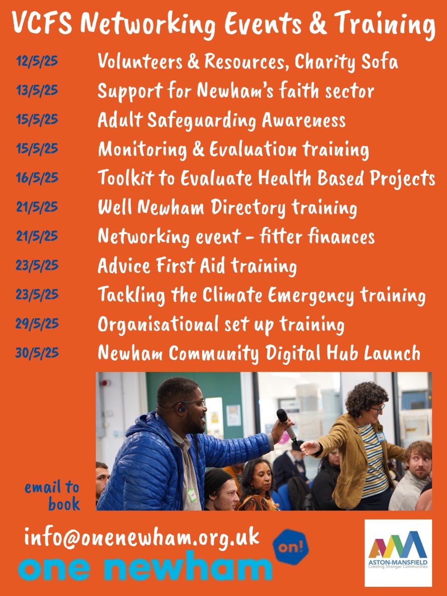 Aston-Mansfield (@astonmansfield) on Twitter photo Do you work in the #Voluntary, #Community, or #Faith Sector? Check out these Networking Events and Training in May - in partnership with <a href="/one_newham/">One Newham</a>
#Newham #Charity #Training #EastLondon #Network Do you work in the #Voluntary, #Community, or #Faith Sector? Check out these Networking Events and Training in May - in partnership with <a href="/one_newham/">One Newham</a>
#Newham #Charity #Training #EastLondon #Network