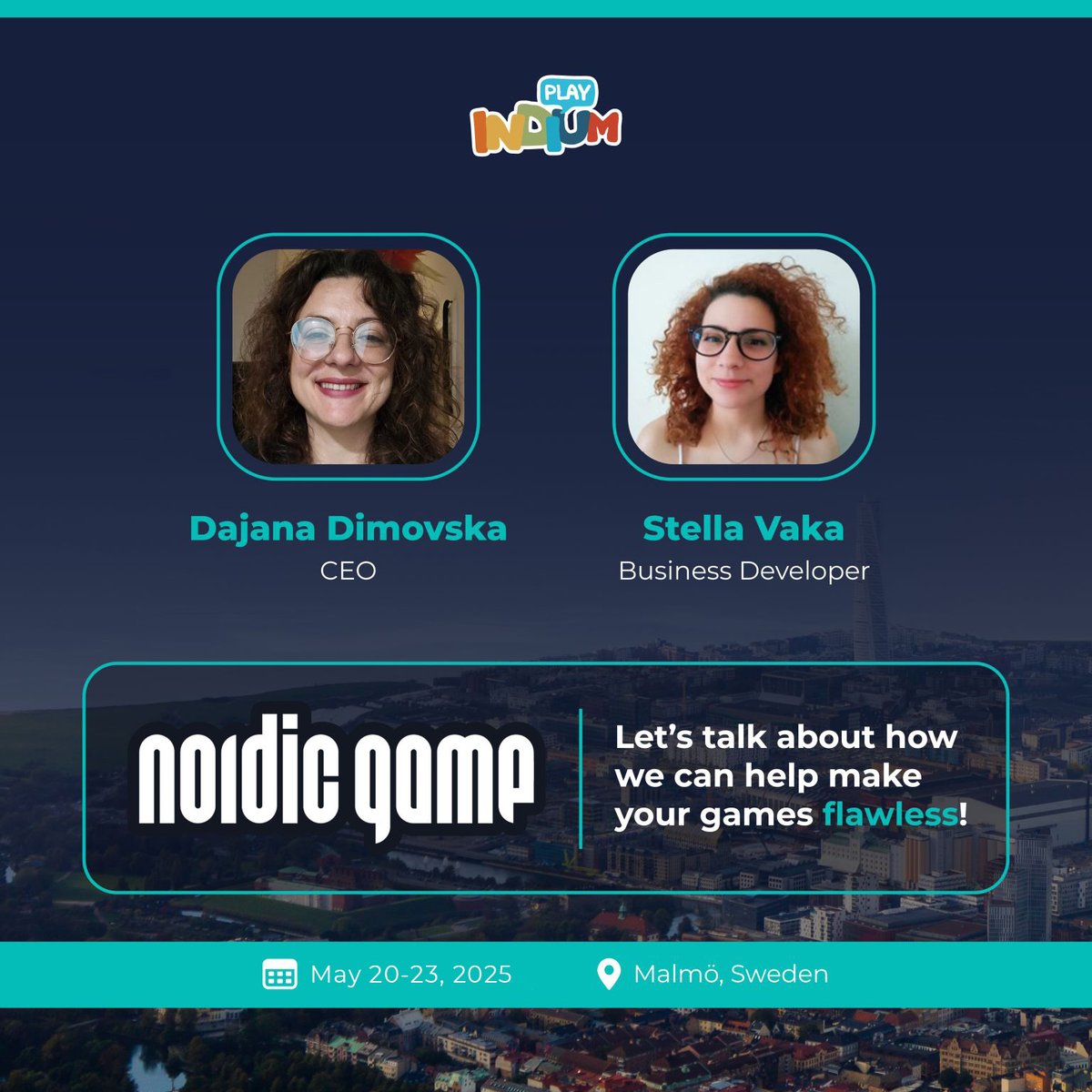 We're thrilled to be attending <a href="/NordicGame/">Nordic Game</a> this year! 🚀
Want to chat? Reach out to <a href="/DajanaDimovska/">Dajana Dimovska</a> or <a href="/StellaVaka/">StellouVi</a> to schedule a meeting!

📅 May 20-23, 2025  📍 Malmö, Sweden

#NordicGame #Sweden #IndiumPlay #gameevent #gaming #gametesting #QAtesting #playtesting #gamedev