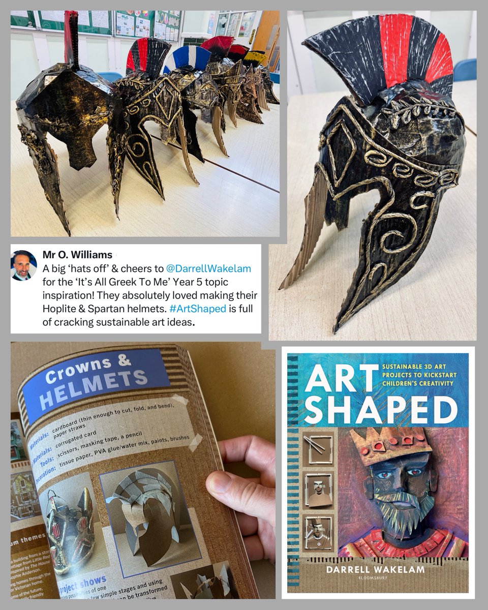 Darrell Wakelam (@darrellwakelam) on Twitter photo <a href="/lymden79/">Mr O. Williams</a> shared photos this week of these Ancient Greek helmets his Yr 5 kids made using an idea from Art Shaped. They've taken the techniques, but adapted them, used their own creativity, and ended up with beautiful, original results.
This is exactly why I wrote this. ππ <a href="/lymden79/">Mr O. Williams</a> shared photos this week of these Ancient Greek helmets his Yr 5 kids made using an idea from Art Shaped. They've taken the techniques, but adapted them, used their own creativity, and ended up with beautiful, original results.
This is exactly why I wrote this. ππ