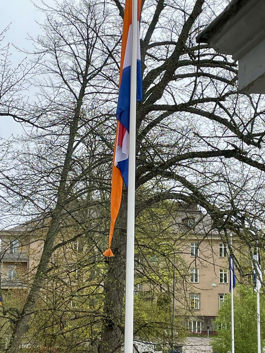 Today we fly the rainbow/progress flag 🏳️‍🌈 because of #IDAHOT2025, the International Day Against Homophobia, Transphobia and Biphobia. 👑 We also fly the orange pennant to celebrate the 54th birthday of Queen Máxima!  🇳🇱🧡 #IDAHOT #EqualRights #LGBTIQ+