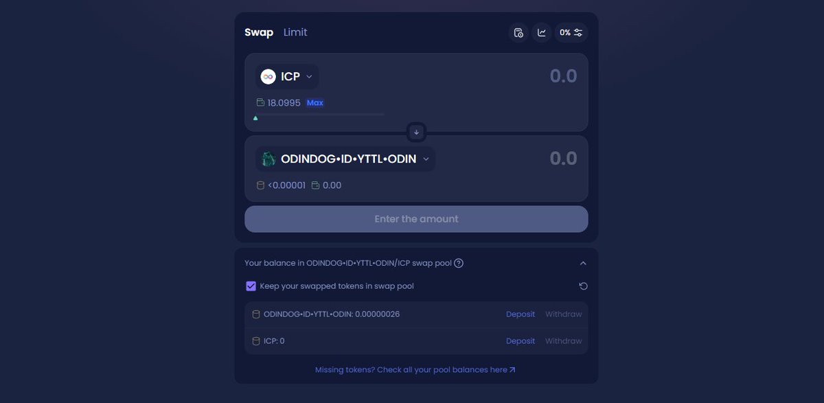 ICPSwap #DFINITY (@icpswap) on Twitter photo $ODINDOG is now available on #ICPSwap!
<a href="/Odin_GodOfRunes/">ODINโขFUN</a> <a href="/BobBodily/">Bob Bodily, PhD ๐ | #BTC #ETH #ICP ๐ง๐ฝโโ๏ธ</a>
๐ง Add Liquidity:
app.icpswap.com/liquidity/add/โฆ
๐ Swap:
app.icpswap.com/swap?input=eazโฆ
โ ๏ธ Note: ODINDOG has a transfer fee of 1 ODINDOG (~$0.32). $ODINDOG is now available on #ICPSwap!
<a href="/Odin_GodOfRunes/">ODINโขFUN</a> <a href="/BobBodily/">Bob Bodily, PhD ๐ | #BTC #ETH #ICP ๐ง๐ฝโโ๏ธ</a>
๐ง Add Liquidity:
app.icpswap.com/liquidity/add/โฆ
๐ Swap:
app.icpswap.com/swap?input=eazโฆ
โ ๏ธ Note: ODINDOG has a transfer fee of 1 ODINDOG (~$0.32).