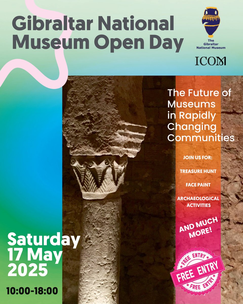 We're open!
Come visit us at our Open Day today as we celebrate #InternationalMuseumDay

Plenty of fun activities on offer throughout the day. Free entry until 18:00. See you soon

#Gibraltar #IMD2025