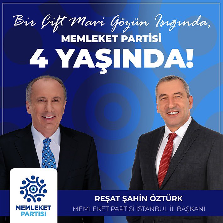 Atatürkçülerin Partisi, Memleket Partisi 4 yaşında. 

Memleketimiz için, yarınlarımız için, çocuklarımızın geleceği için var gücümüzle mücadele etmeye devam edeceğiz.